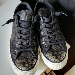 Converse All-Star Lo-Top Leather Sneakers - Metallic Snakeskin - Size 9